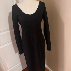 Good American Textured Black Long Sleeve Dress